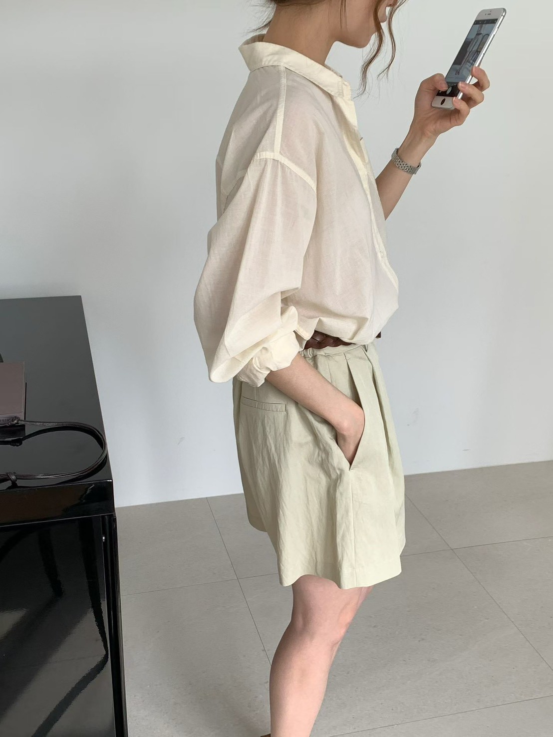 B35.舒適俏皮壓褶短褲