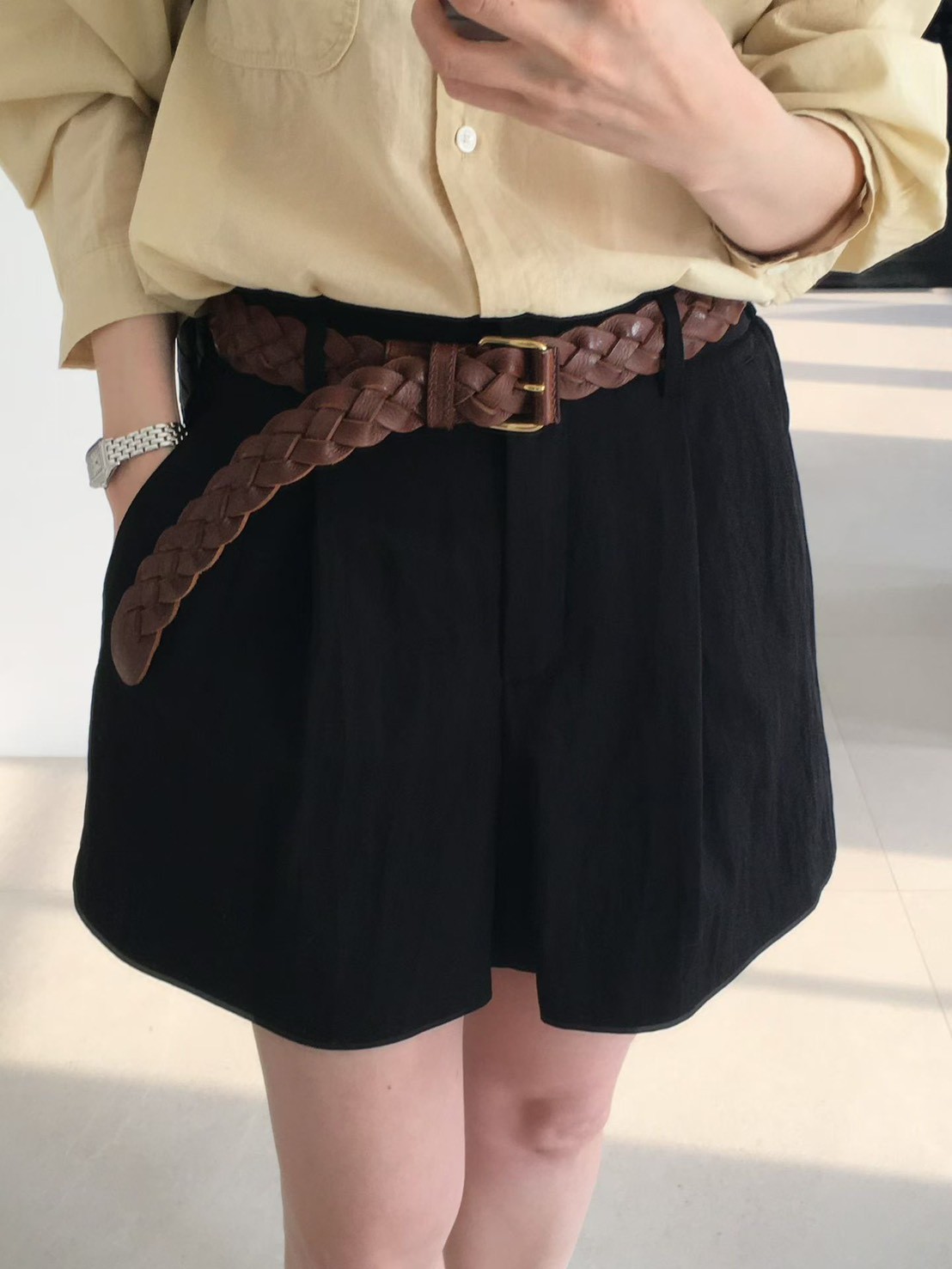 B35.舒適俏皮壓褶短褲