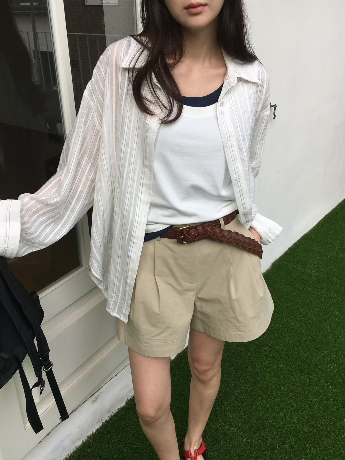 B32.櫥窗家都會休閒打褶短褲