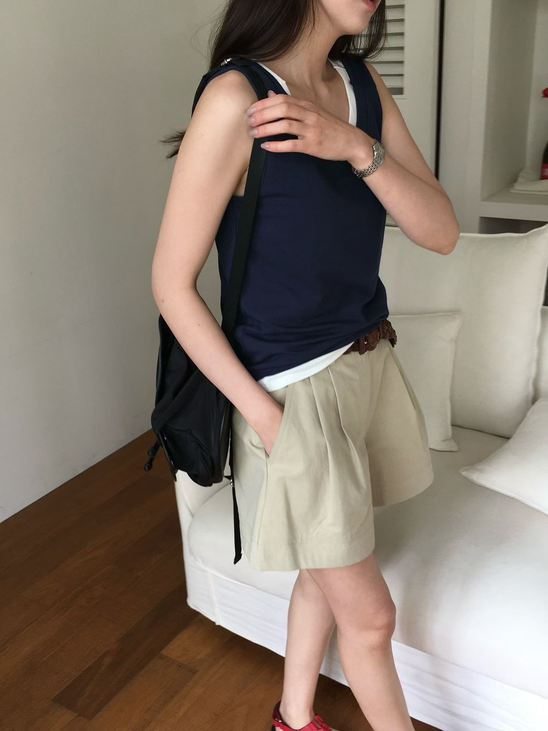 B32.櫥窗家都會休閒打褶短褲