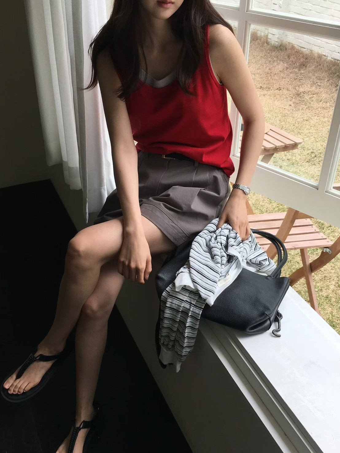 B32.櫥窗家都會休閒打褶短褲