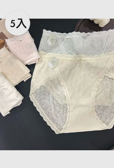 B77.甜美花葉緹花內褲5入裝