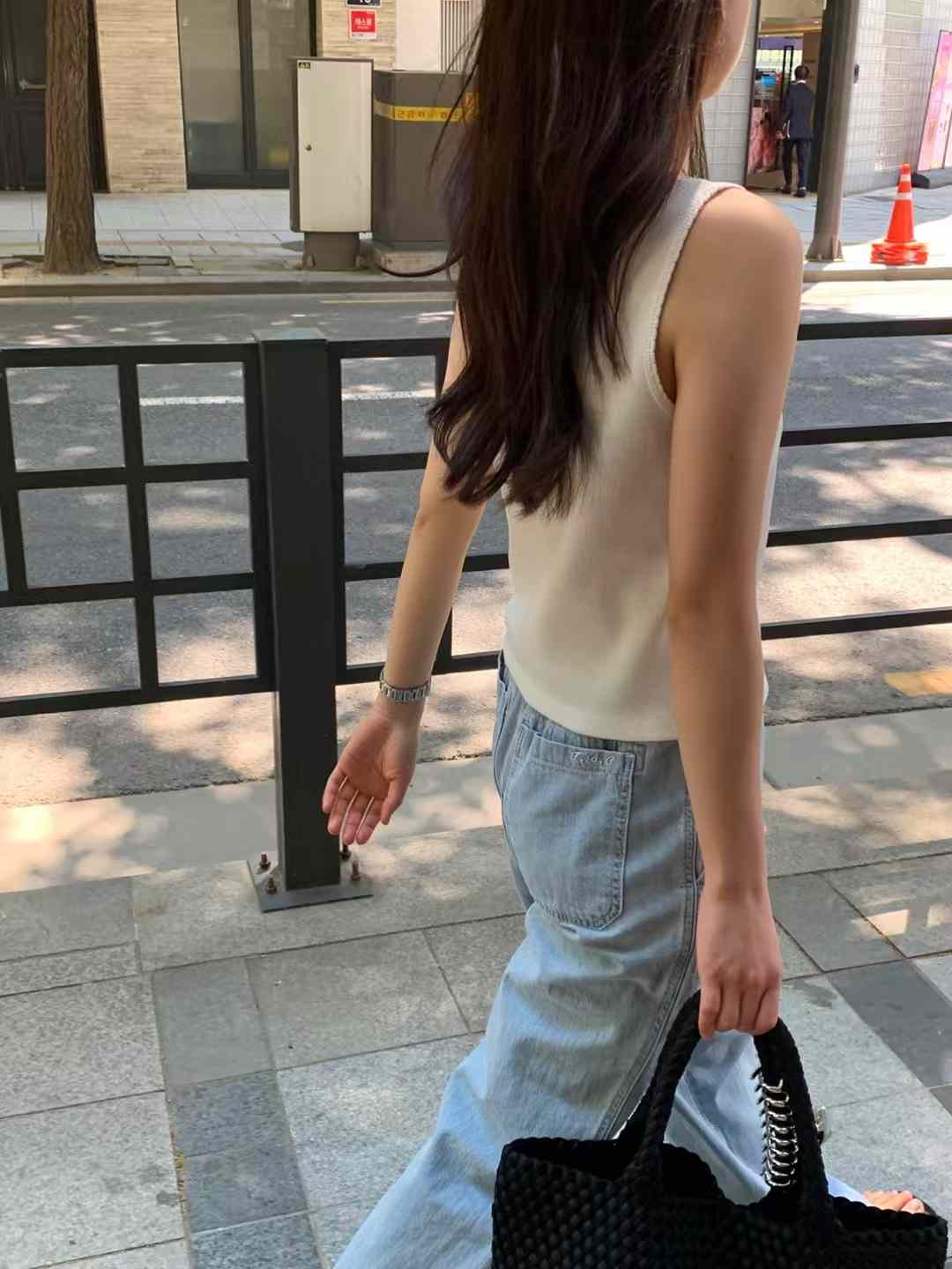 A60.清爽家棉質綁帶休閒牛仔褲