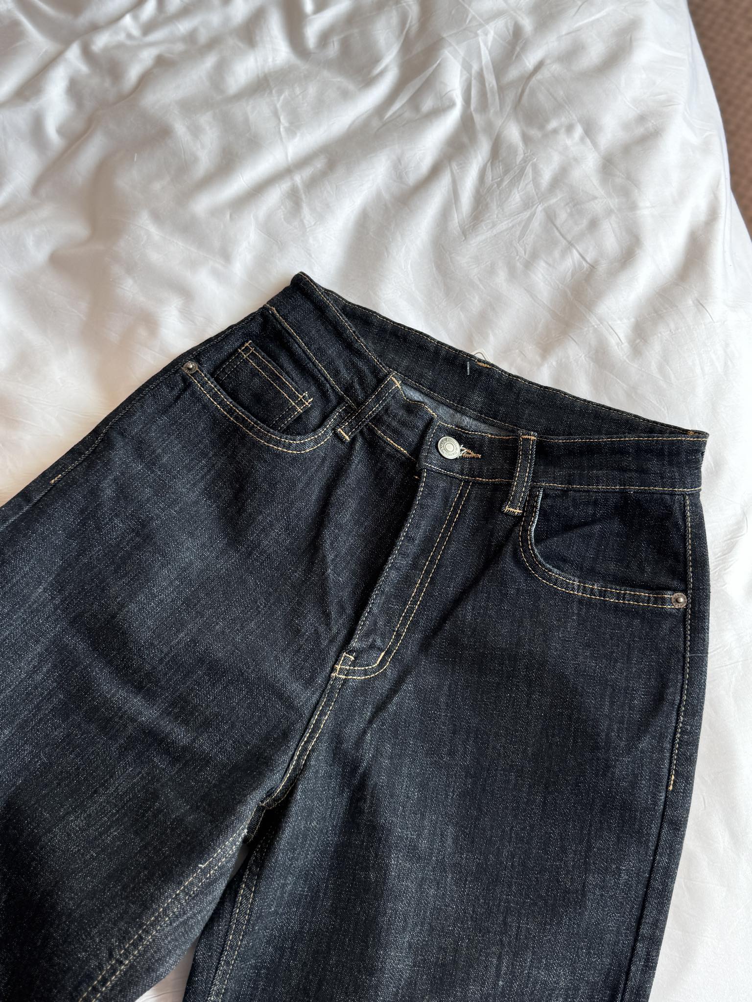 綠繡線復古柔軟彈性喇叭褲