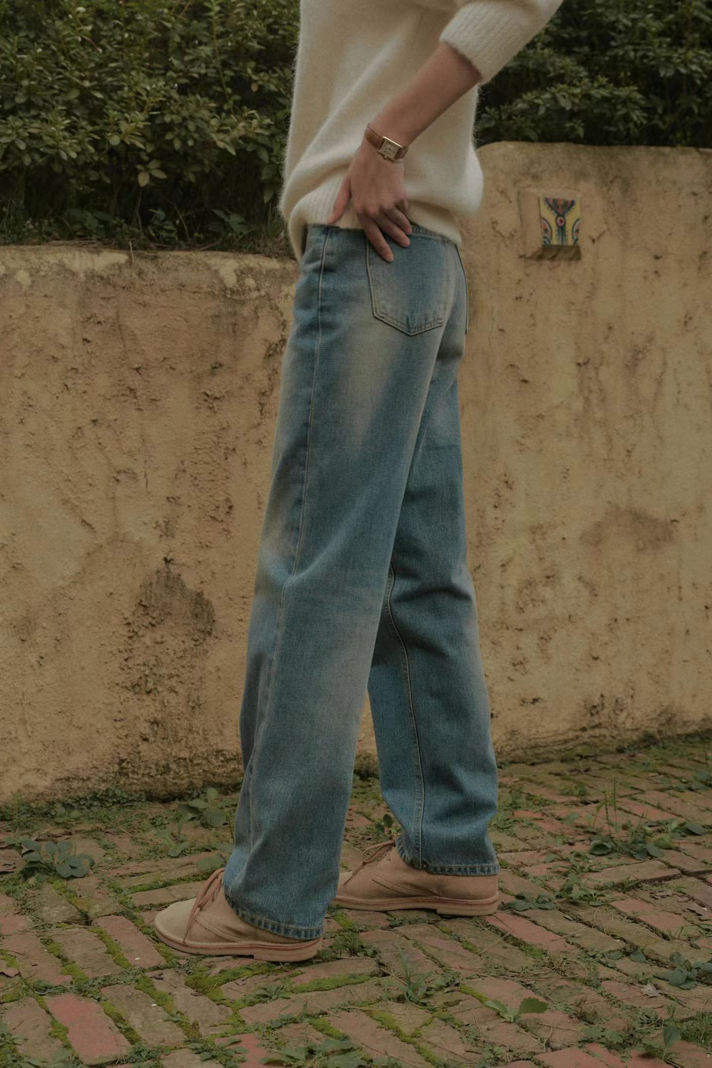 B67.質感家復古藍調水洗牛仔長褲