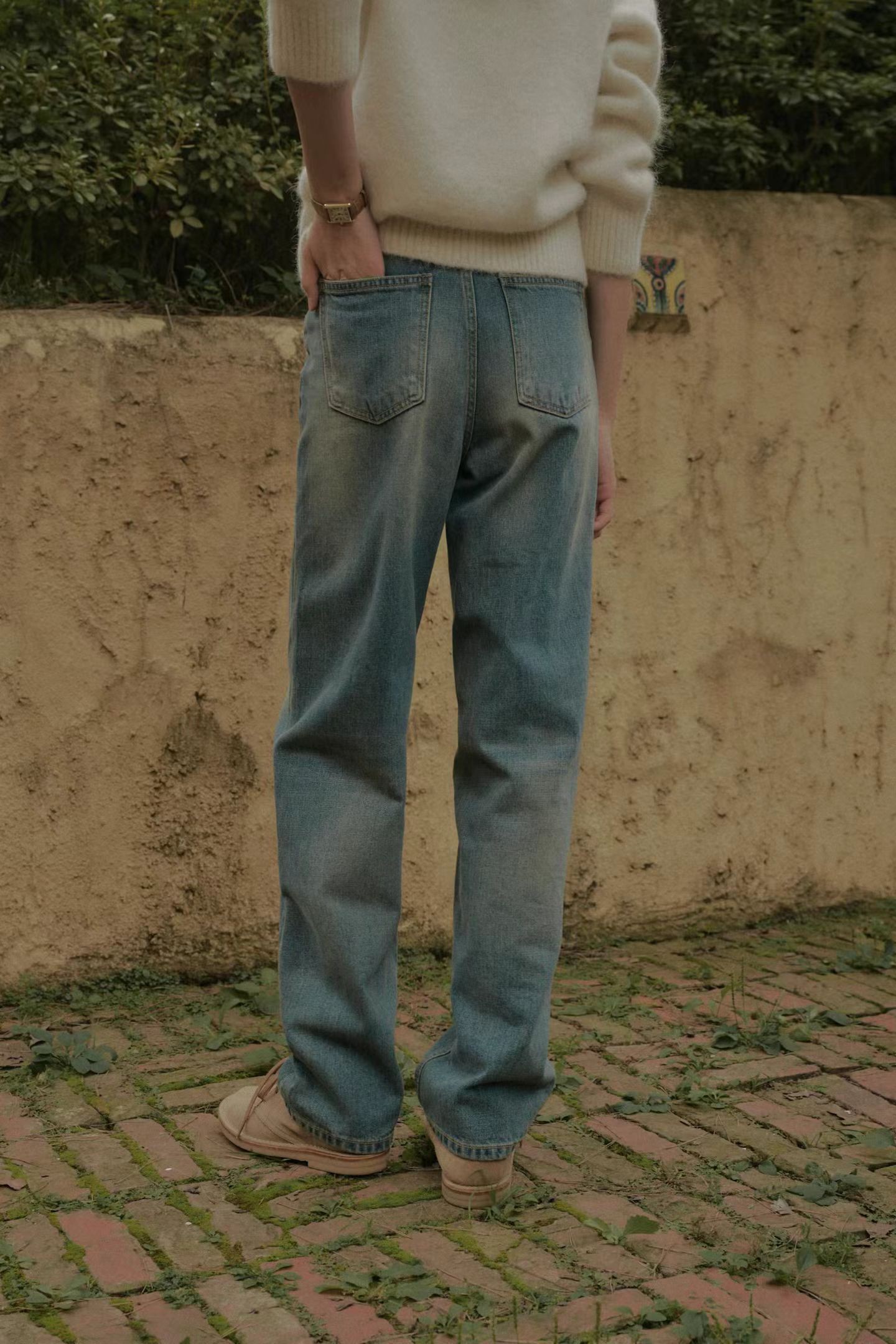 B67.質感家復古藍調水洗牛仔長褲