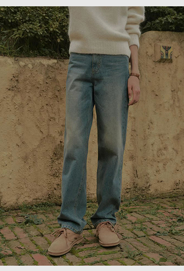 B67.質感家復古藍調水洗牛仔長庫