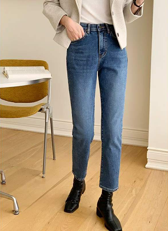 顯瘦保暖內磨毛錐型牛仔褲