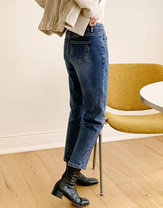 顯瘦保暖內磨毛錐型牛仔褲