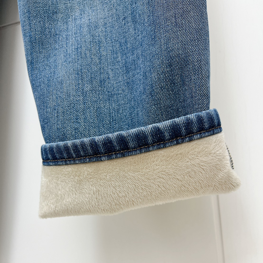 B02.彩色布標保暖顯瘦厚刷毛牛仔褲