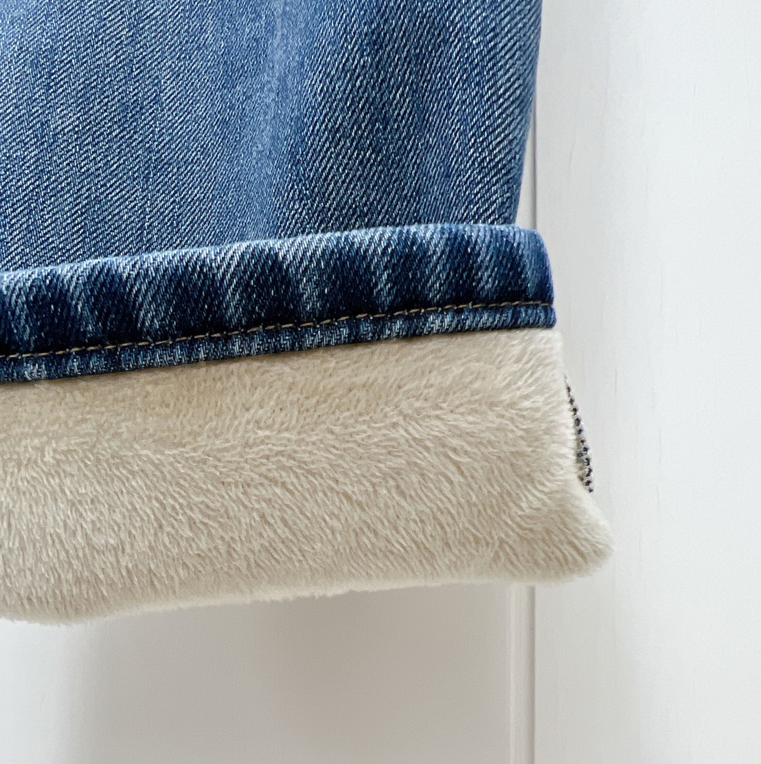 彩色布標保暖顯瘦厚刷毛牛仔褲