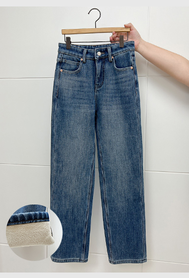 B02.彩色布標保暖顯瘦厚刷毛牛仔褲