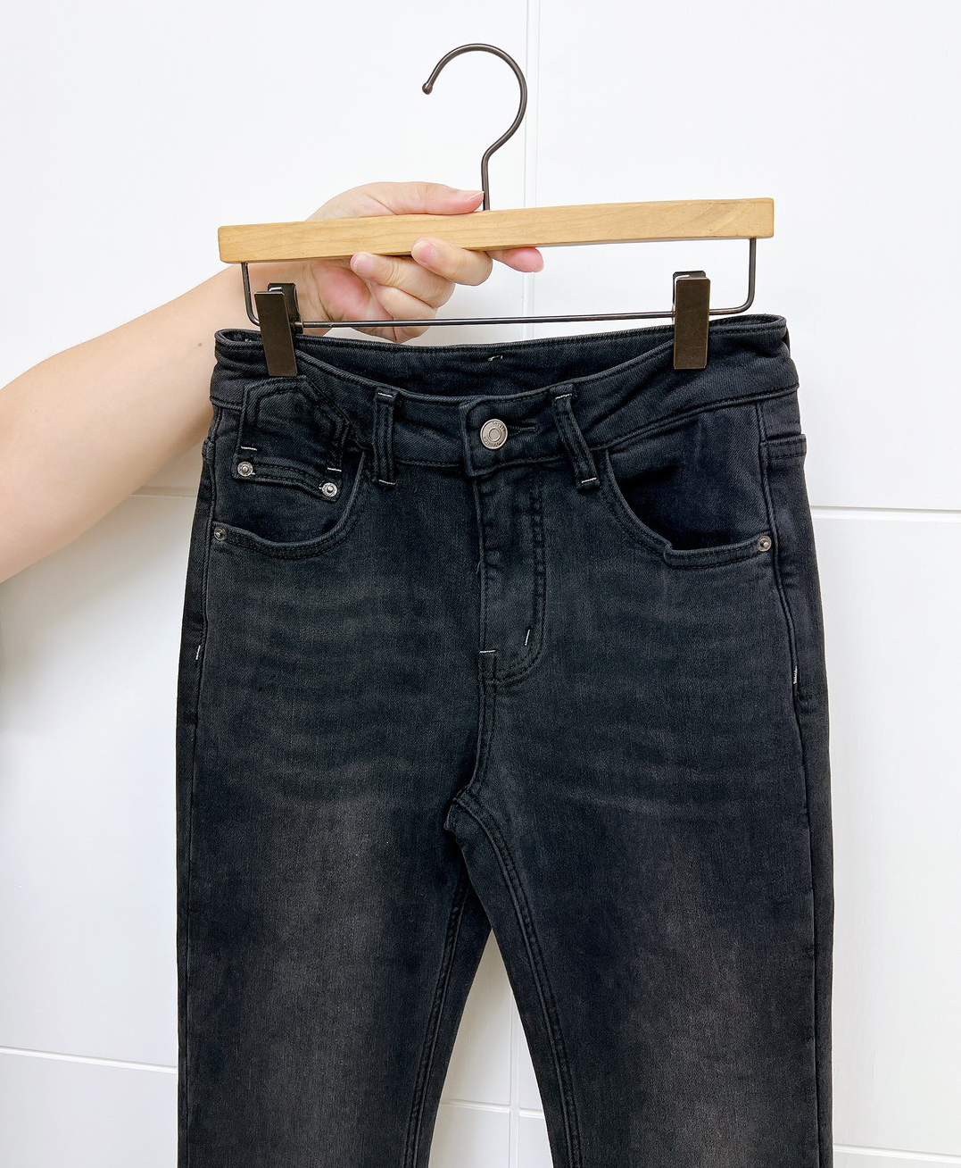 C02.迷人曲線小喇叭內磨毛牛仔長褲