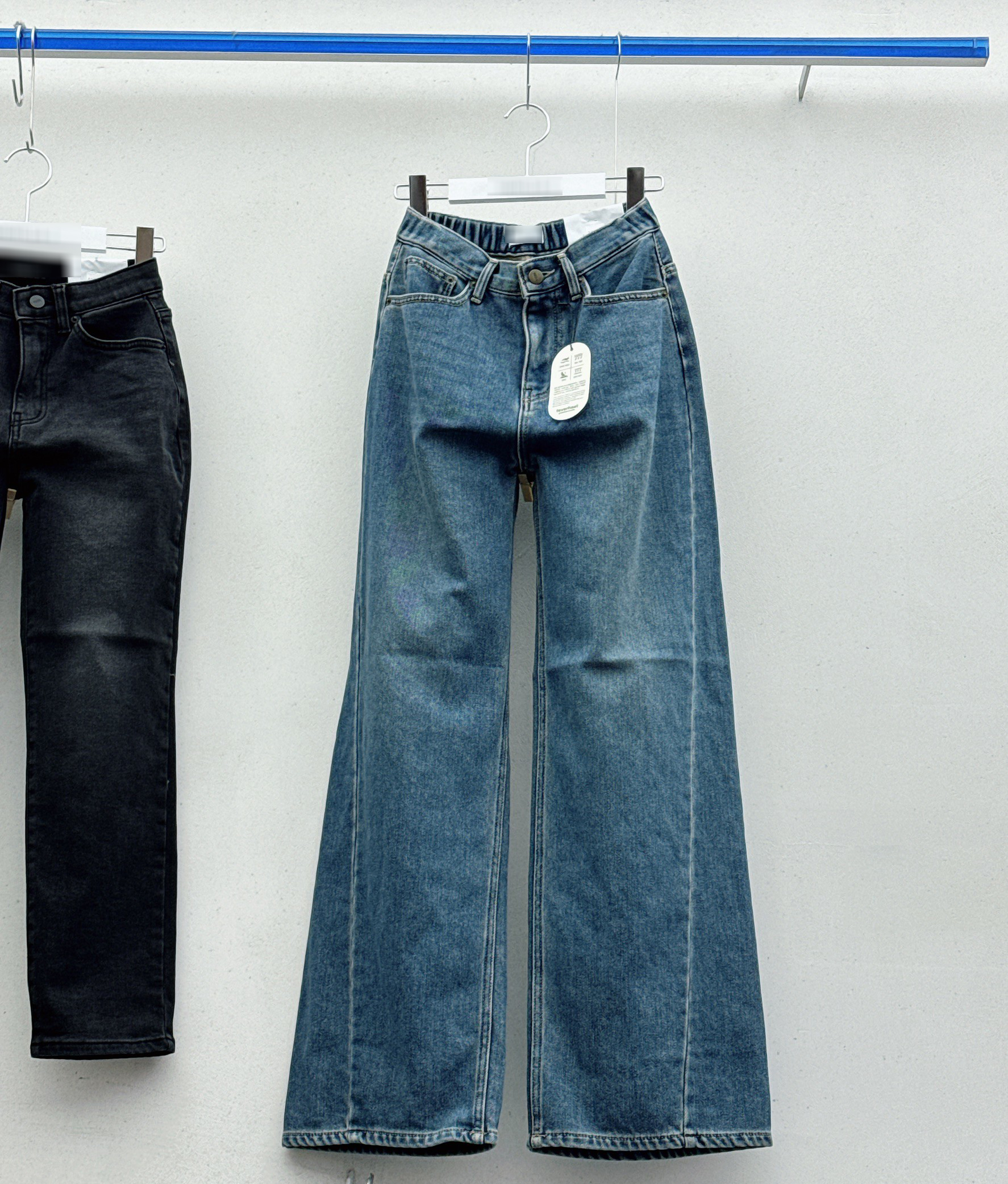 B68.時尚保暖剪接前移內刷毛牛仔褲