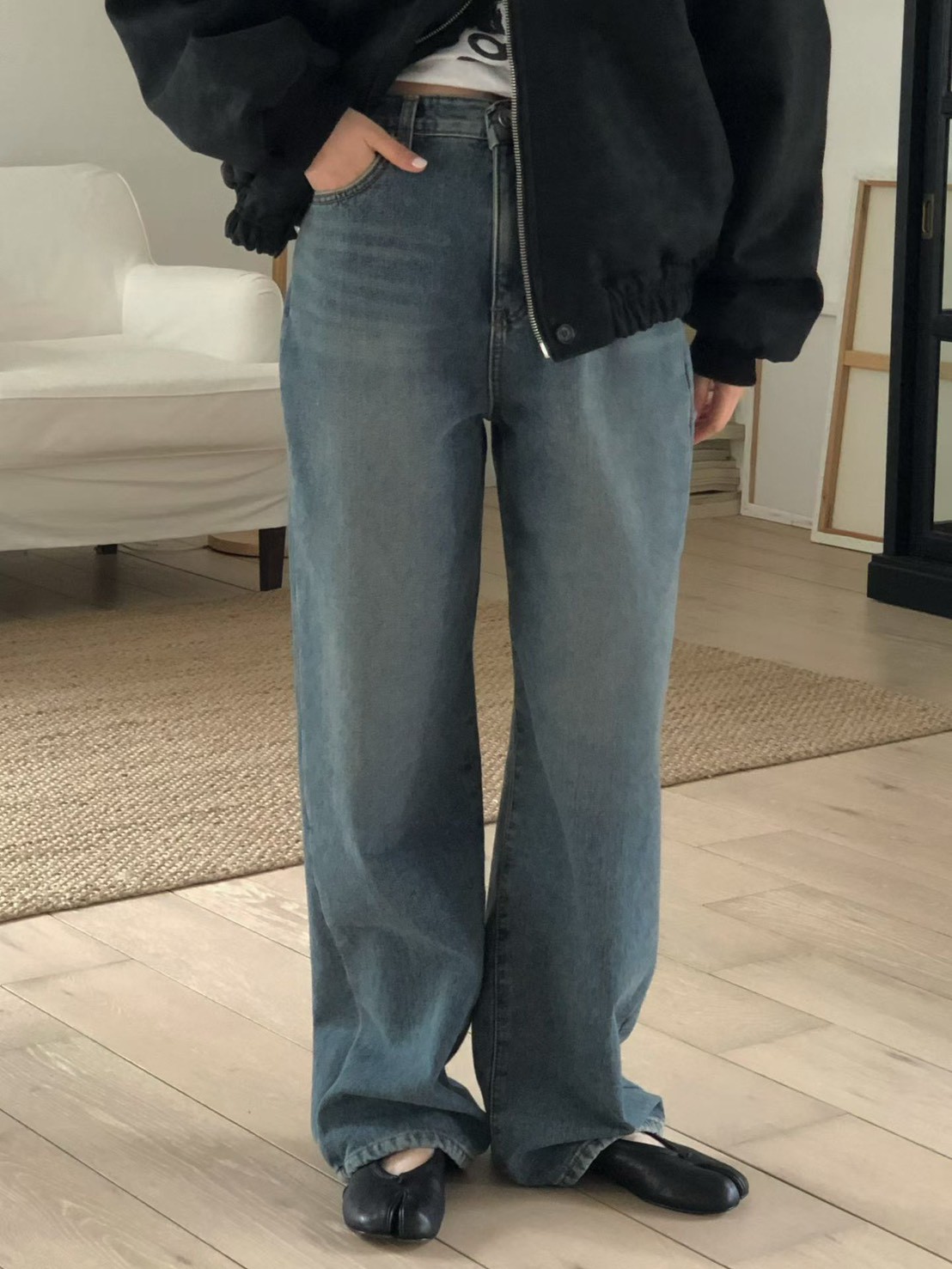 A18.漂亮水洗內鋪貂毛牛仔褲