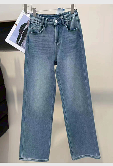 B02.溫暖顯瘦刷色內絨毛牛仔褲