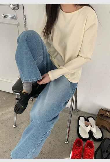 A16.年後修身刷色男友牛仔褲