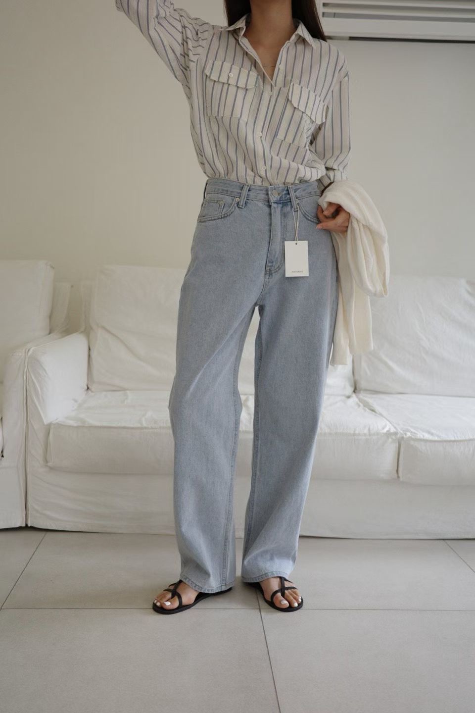 A58.瘦瘦歐膩清爽淺色牛仔褲