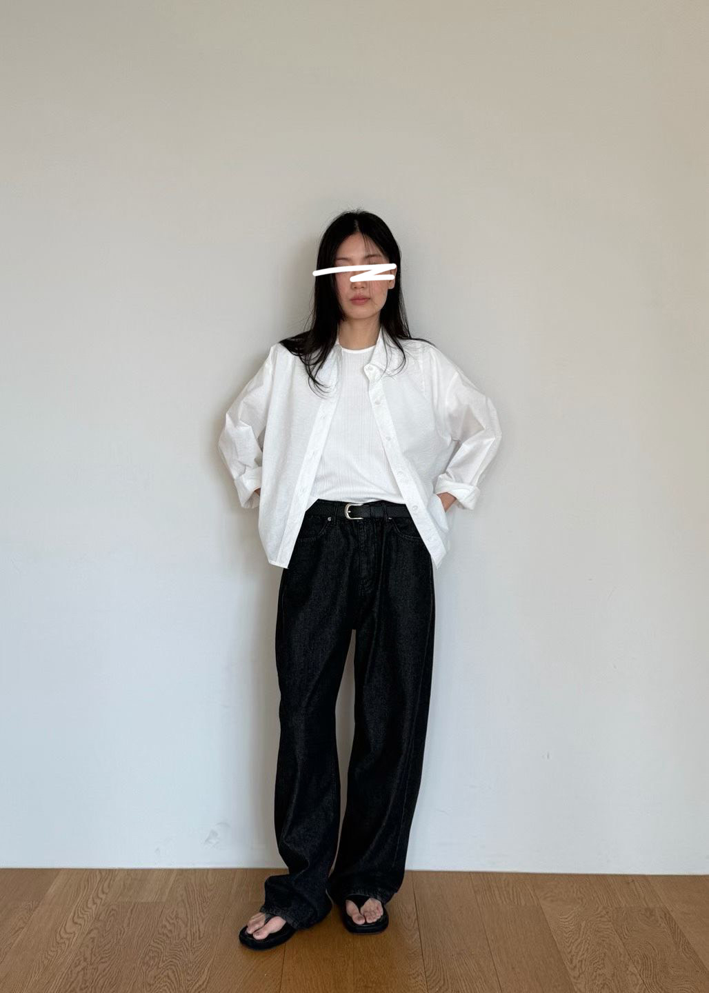 A31.瘦瘦歐膩修飾牛仔寬褲