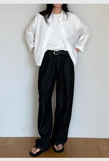 A31.瘦瘦歐膩修飾牛仔寬褲