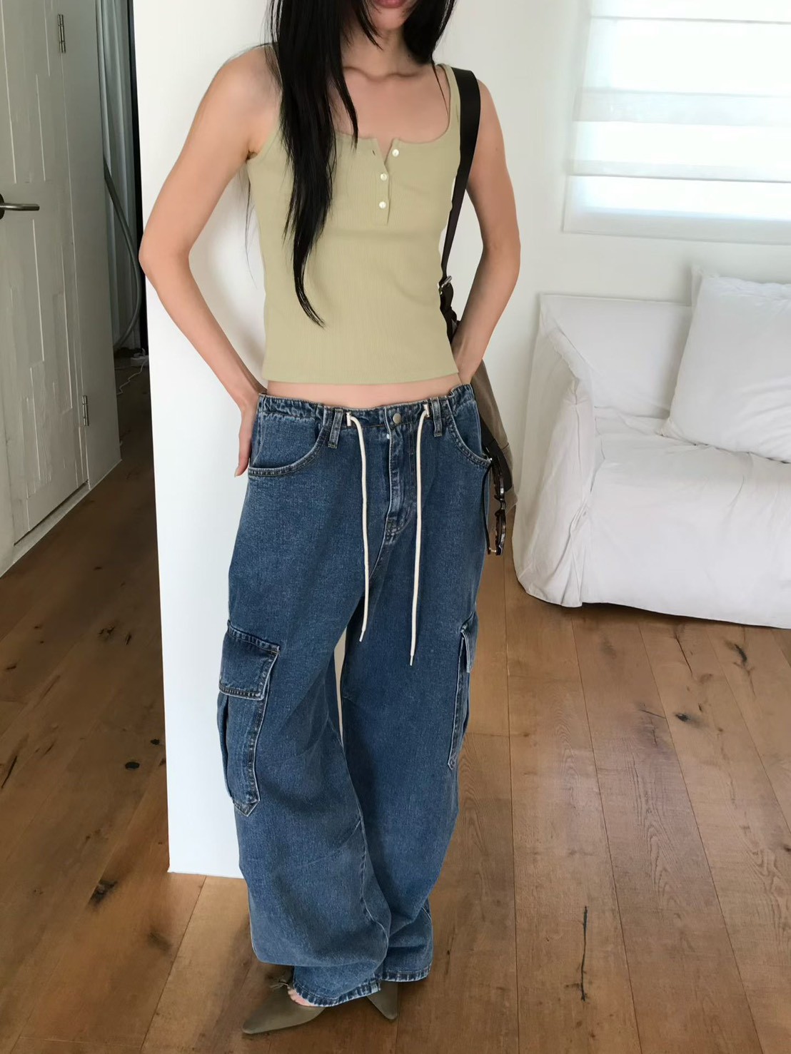 B86.小V家率性牛仔工裝褲