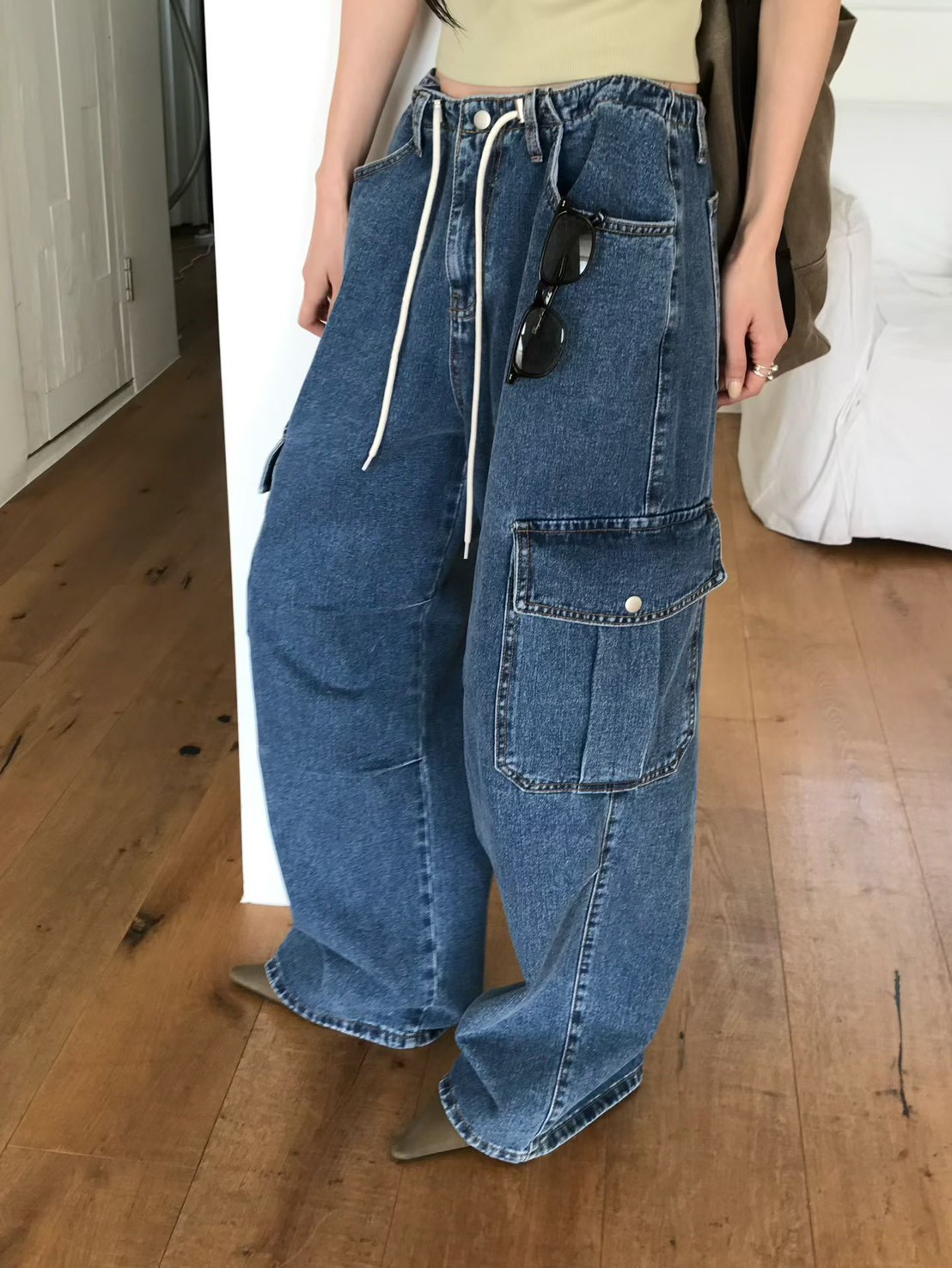 B86.小V家率性牛仔工裝褲