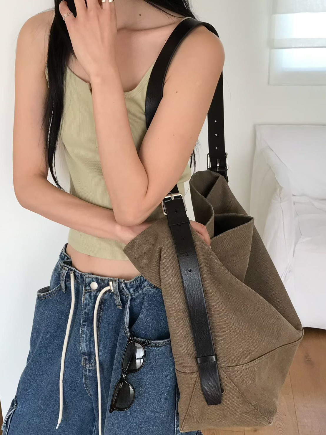 B86.小V家率性牛仔工裝褲