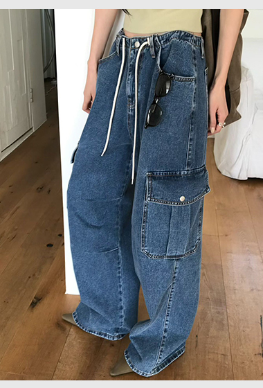 B86.小V家率性牛仔工裝褲