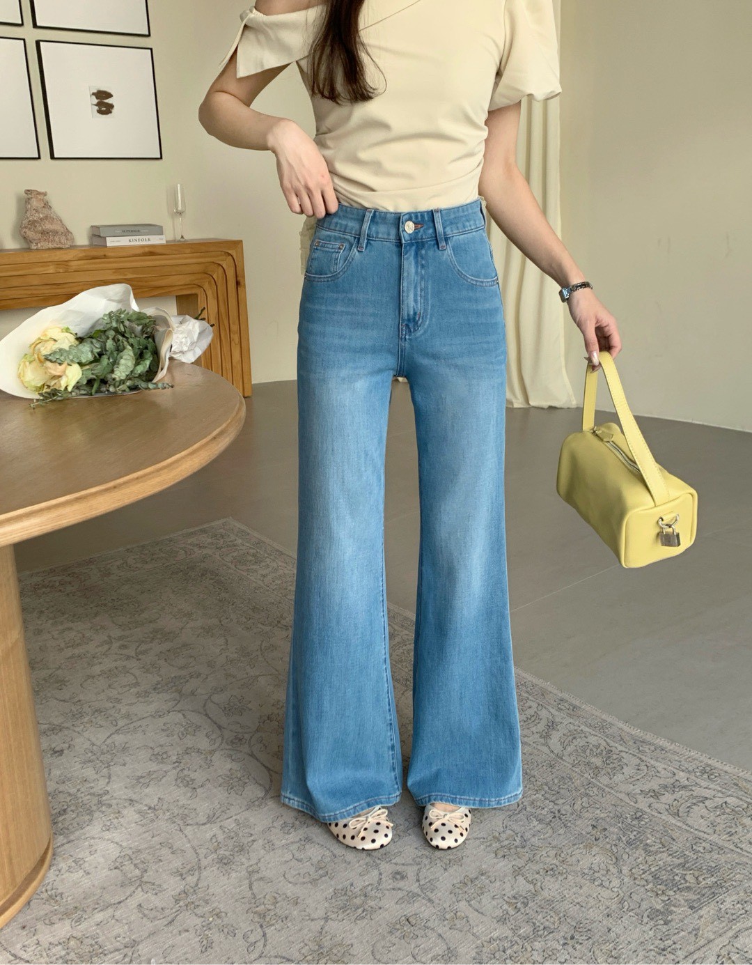 B14.唯美口袋山茶花牛仔褲