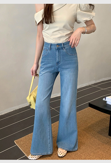 B14.唯美口袋山茶花牛仔褲