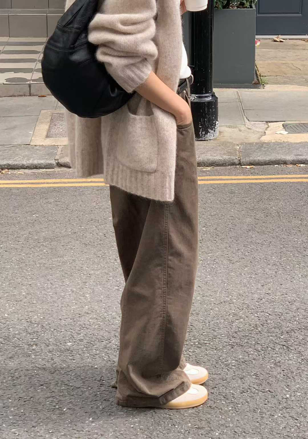 小V家造型側剪接工裝休閒褲