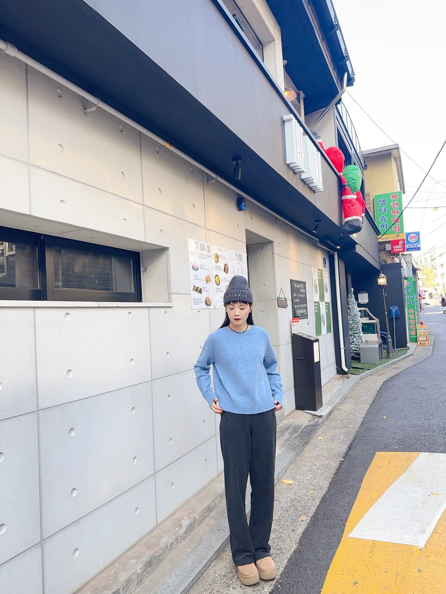 A111.可愛圈圈紗內刷毛落地寬褲