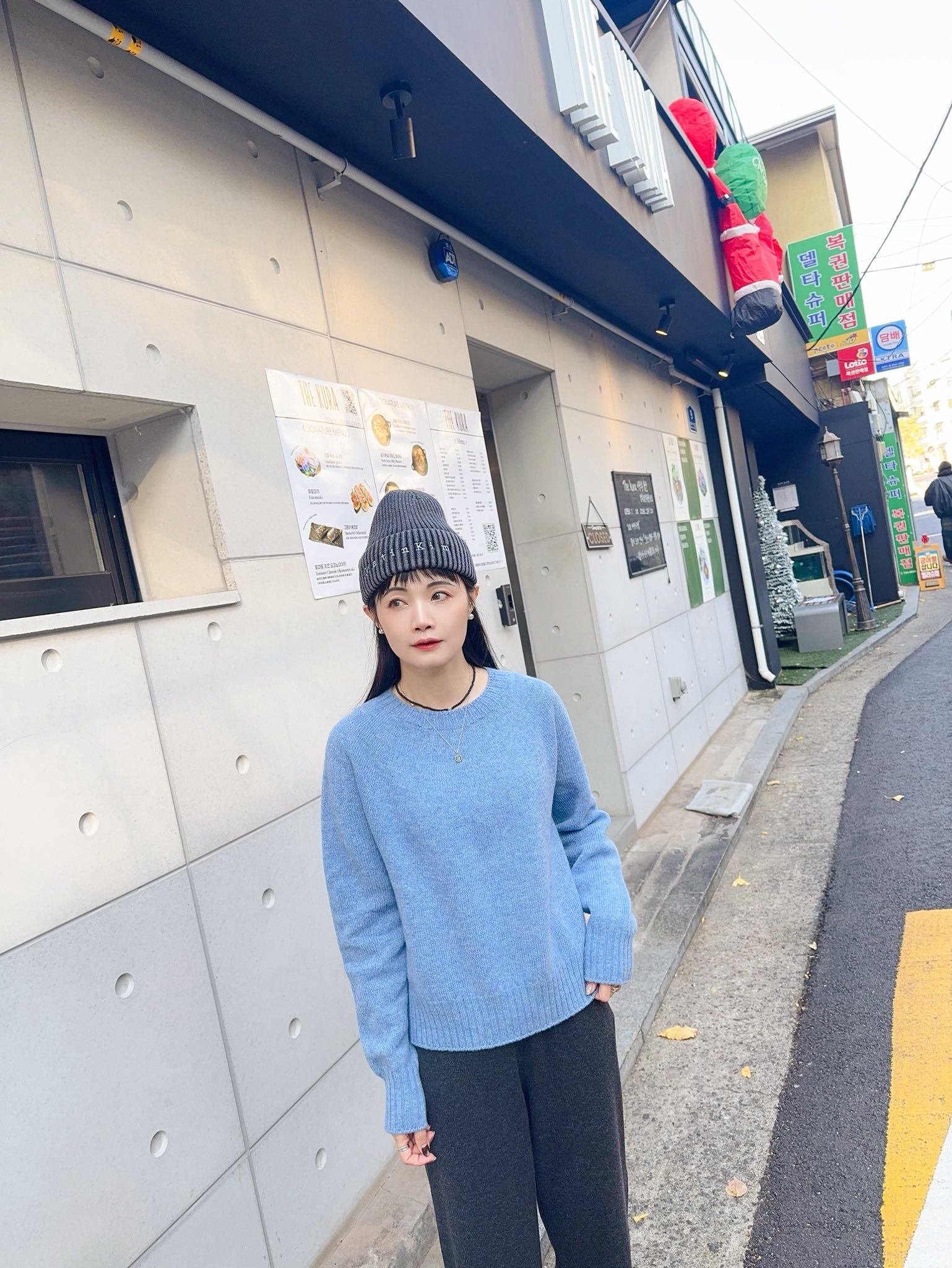 A111.可愛圈圈紗內刷毛落地寬褲