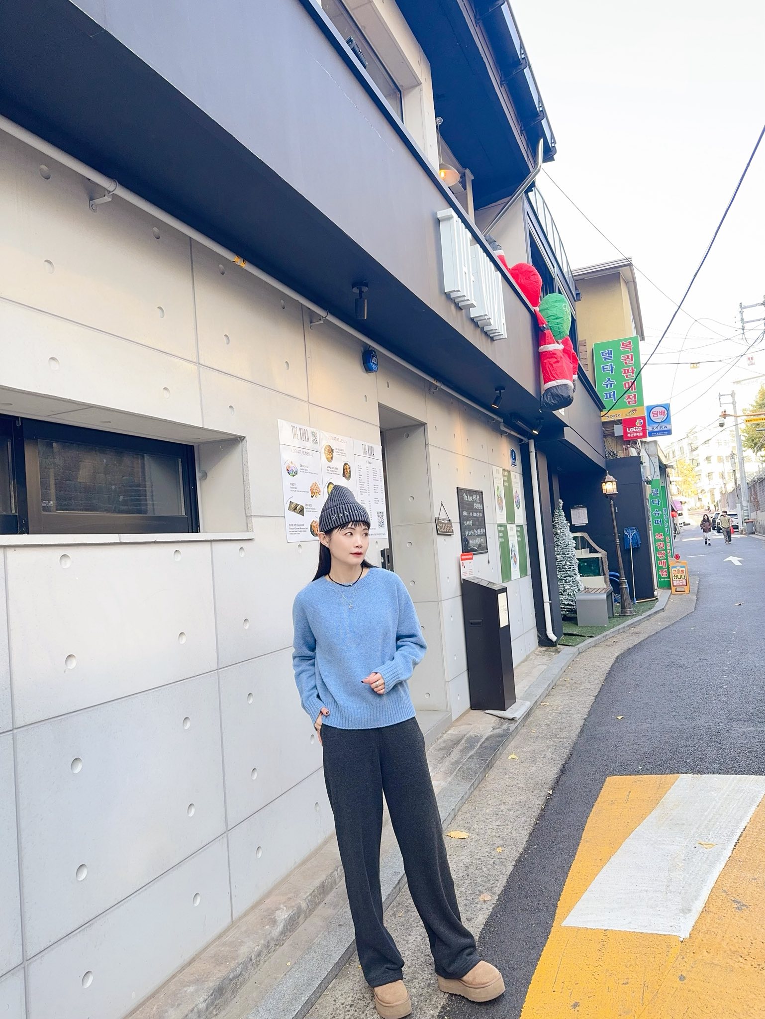 A111.可愛圈圈紗內刷毛落地寬褲