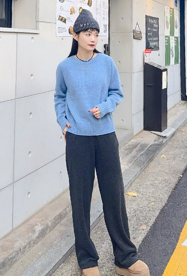 A111.可愛圈圈紗內刷毛落地寬褲