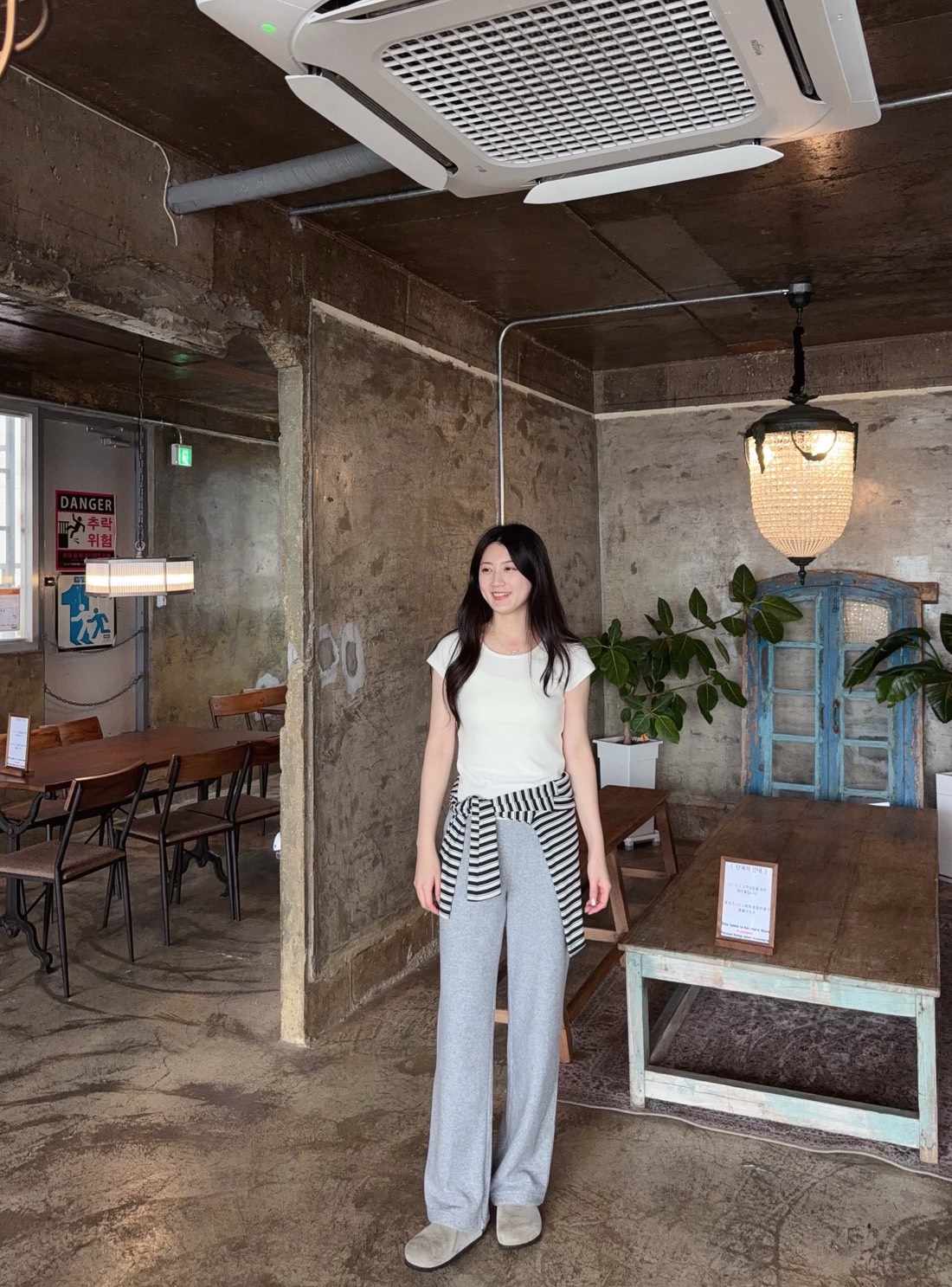 可愛圈圈紗內刷毛落地寬褲