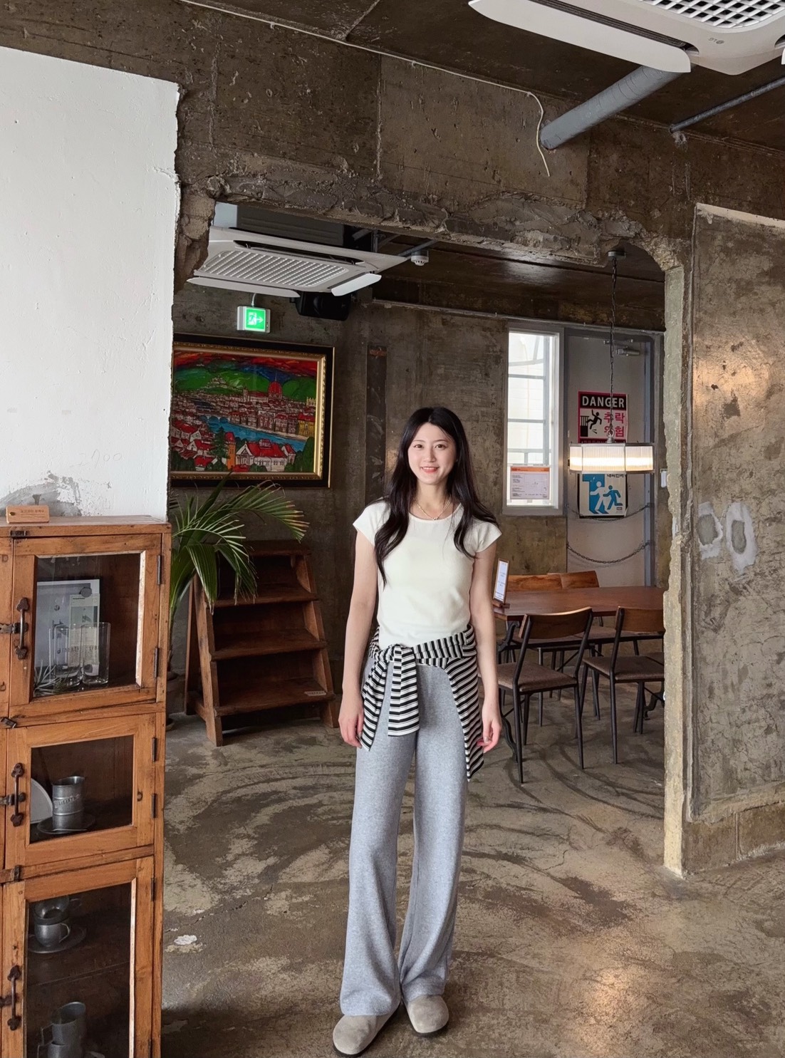 可愛圈圈紗內刷毛落地寬褲