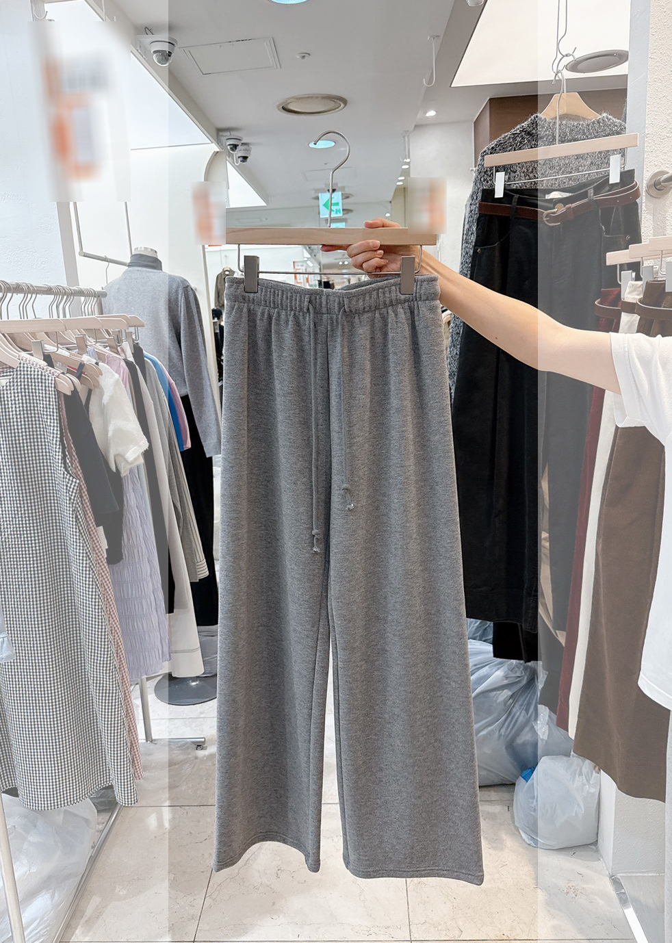 A23.冬日抽繩內貼絨休閒長褲