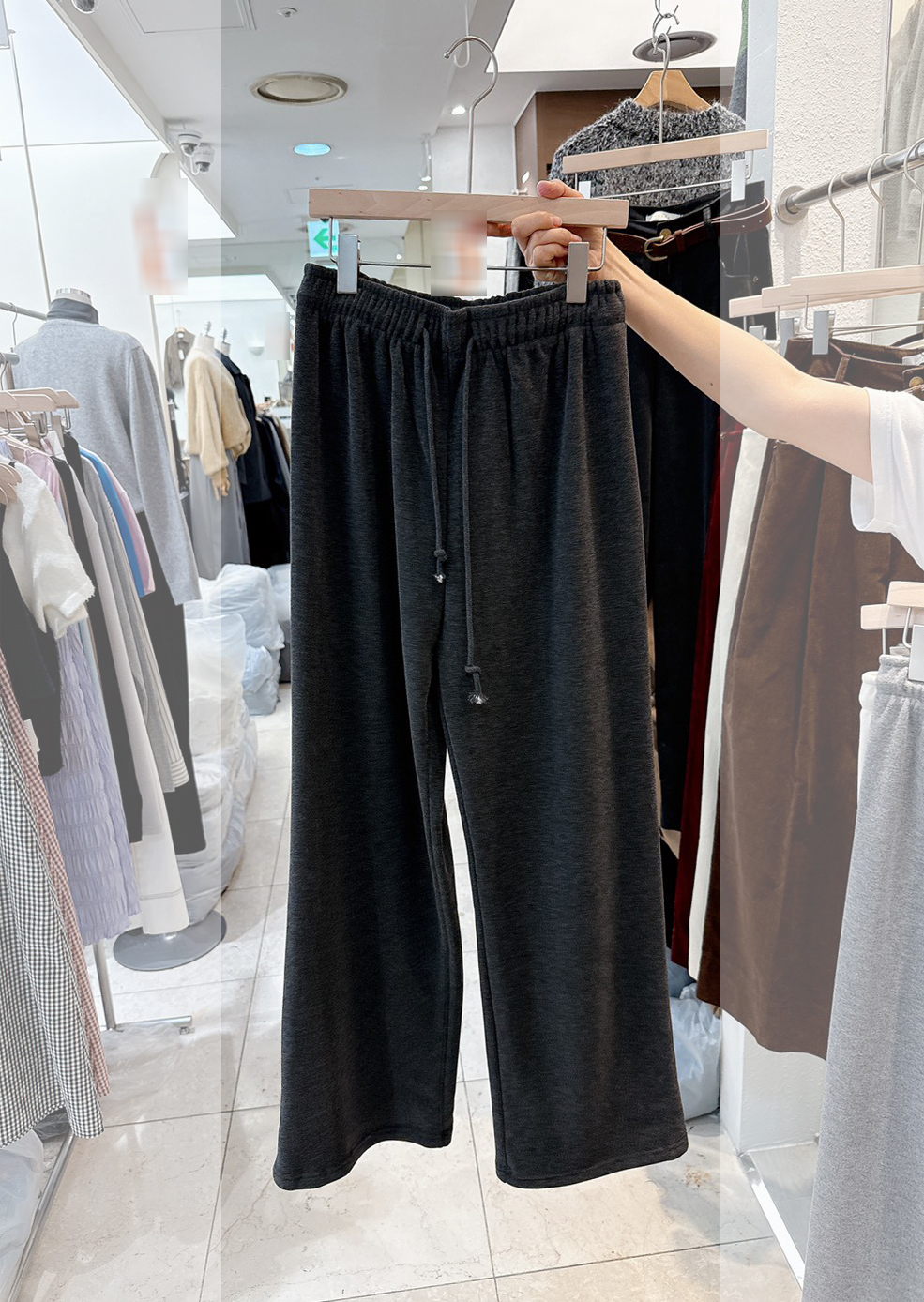 A23.冬日抽繩內貼絨休閒長褲