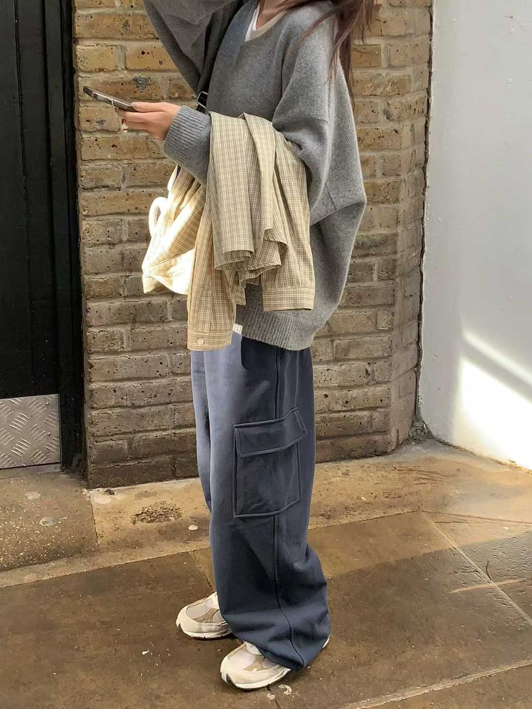 B11.小V家造型立體側口袋工裝長褲