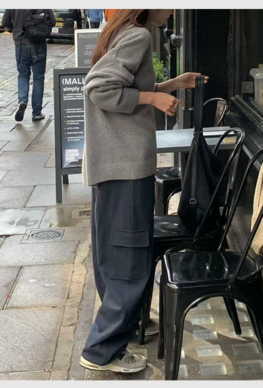 B11.小V家造型立體側口袋工裝長褲