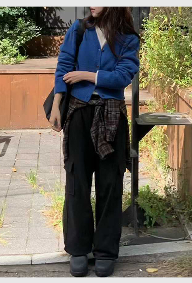 B11.小V家造型立體側口袋工裝長褲