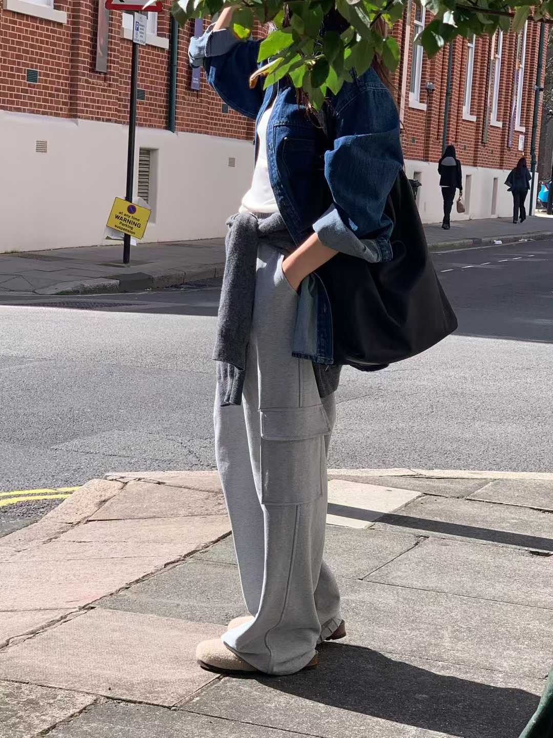 B11.小V家造型立體側口袋工裝長褲