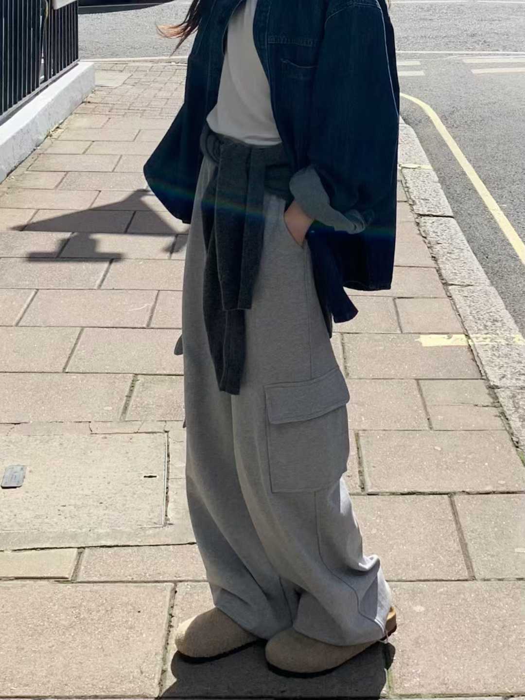 B11.小V家造型立體側口袋工裝長褲