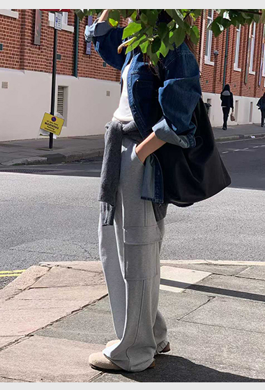 B11.小V家造型立體側口袋工裝長褲