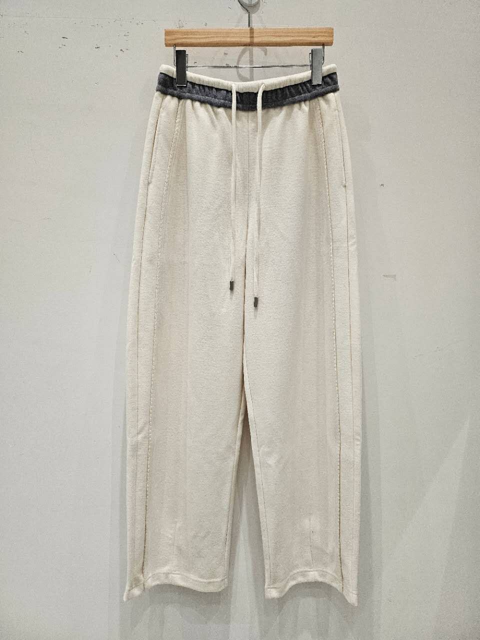 星星家腰頭拼色繭型休閒長褲