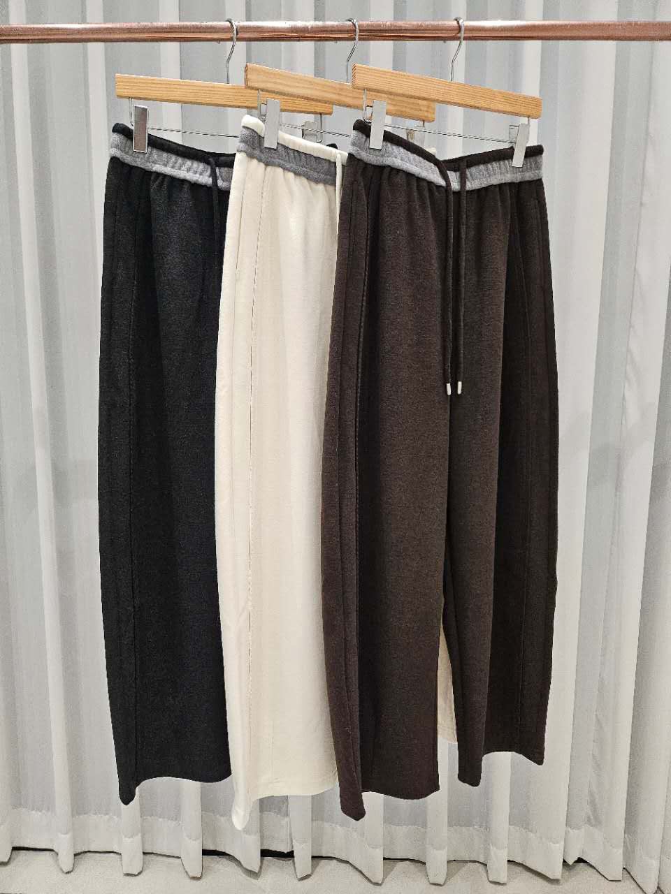 星星家腰頭拼色繭型休閒長褲