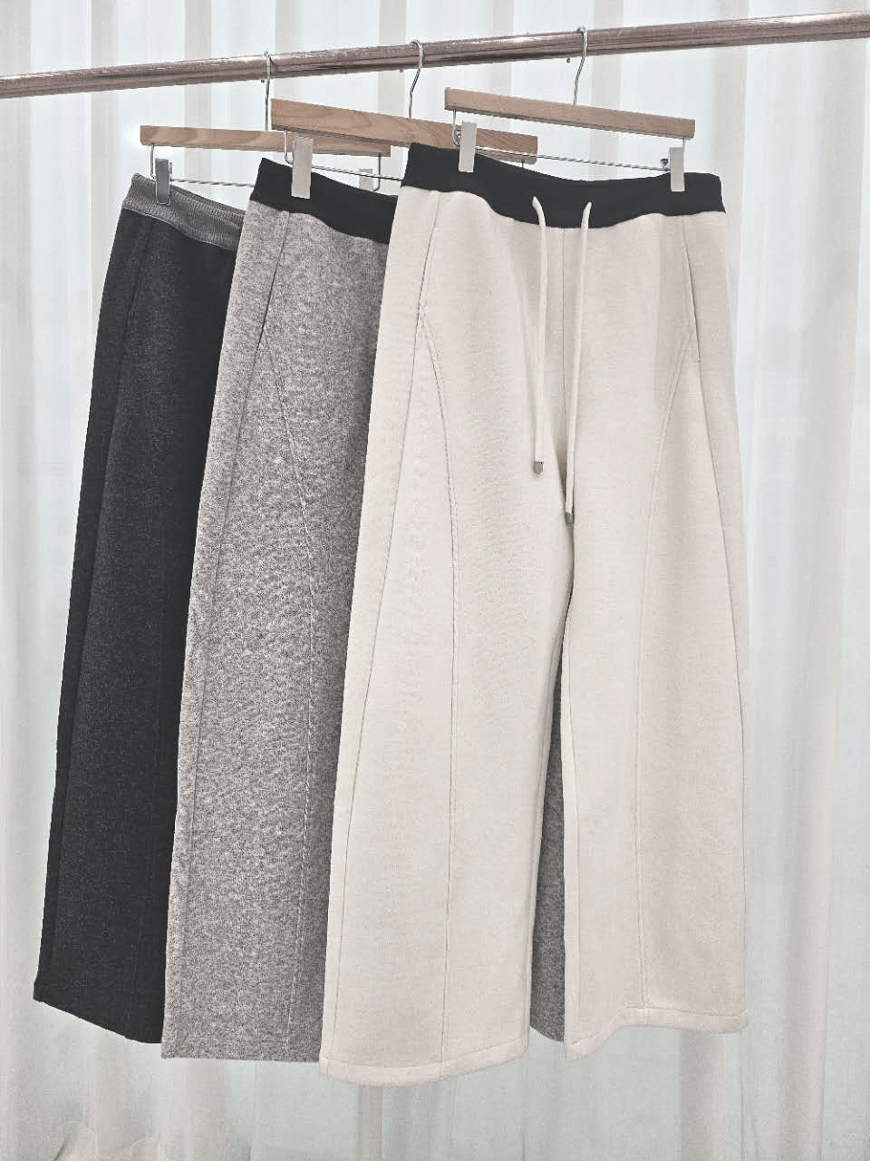 星星家拼接腰頭剪休閒寬褲