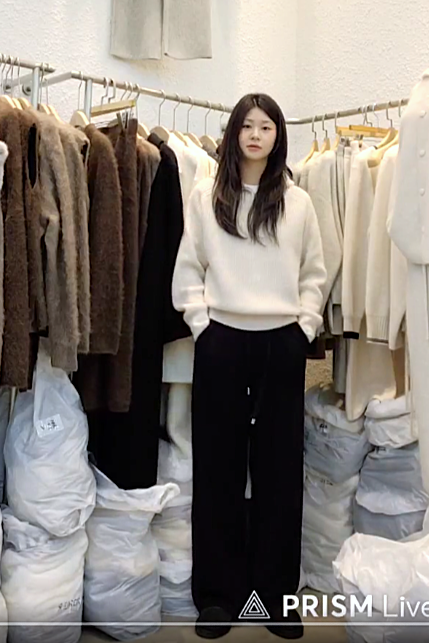 B55.星星家剪裁邊花芽舒適磨毛長褲