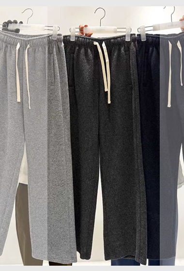 B72.質感家冬日鬆緊腰毛呢長褲